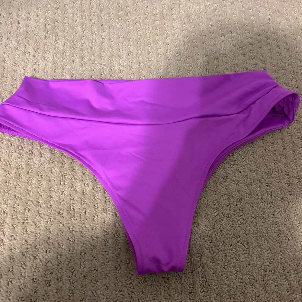 Frankies Bikinis High-Waisted Purple Bikini Bottom